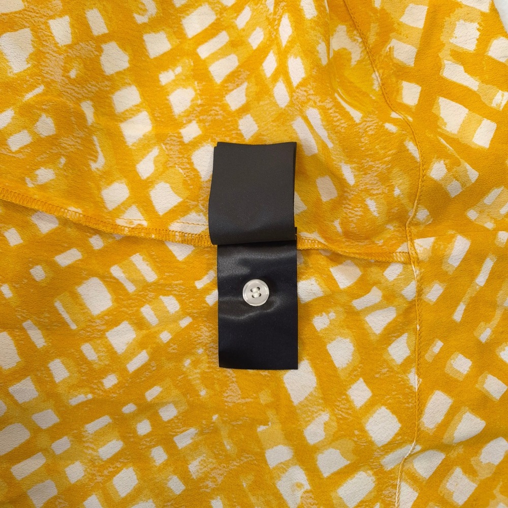 Masai Copenhagen Button Front Midi Dress Yellow Size M Abstract Grid Boho Scandi - Picture 10 of 12